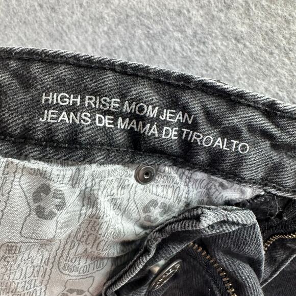 Wild Fable Mom Jeans Black Womens 10 Denim Distressed High Rise Crop Frayed Hem - Picture 4 of 7